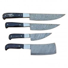Damascus handmade  chef  knife set beautiful structure with free leather sheath  